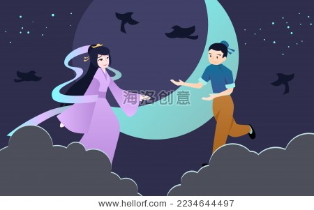 七夕节牛郎织女相会矢量插画-假期,艺术-海洛创意(HelloRF)-Shutterstock中国独家合作伙伴-正版素材在线交易平台-站酷旗下品牌