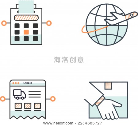 细线网络图标集--物流、计算器 - 交通运输,符号
