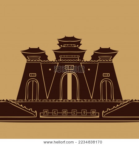 中国古典塔建筑宫殿 城楼 城门剪影矢量