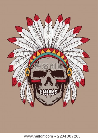 创意骷髅印第安人