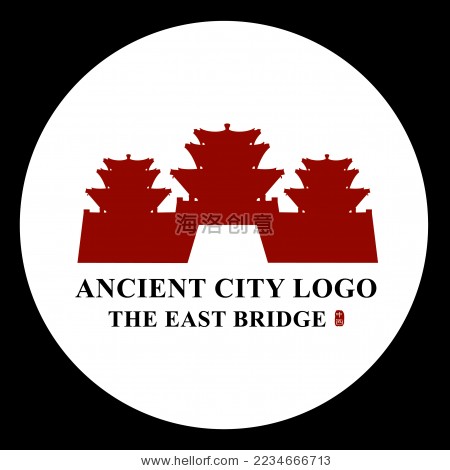 中国关口古建筑 标志logo素材 城楼