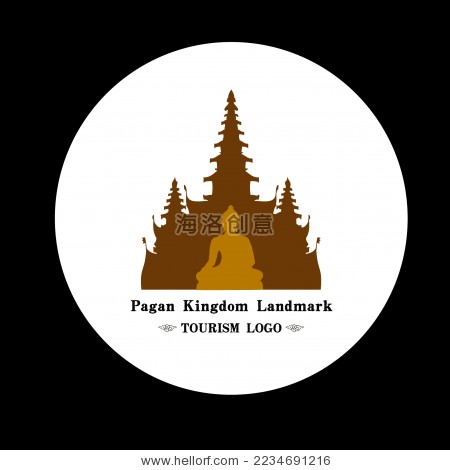 东南亚 缅甸 佛塔佛像矢量图案标志