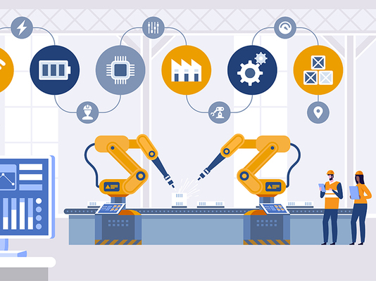 扁平智能工厂插画图片素材