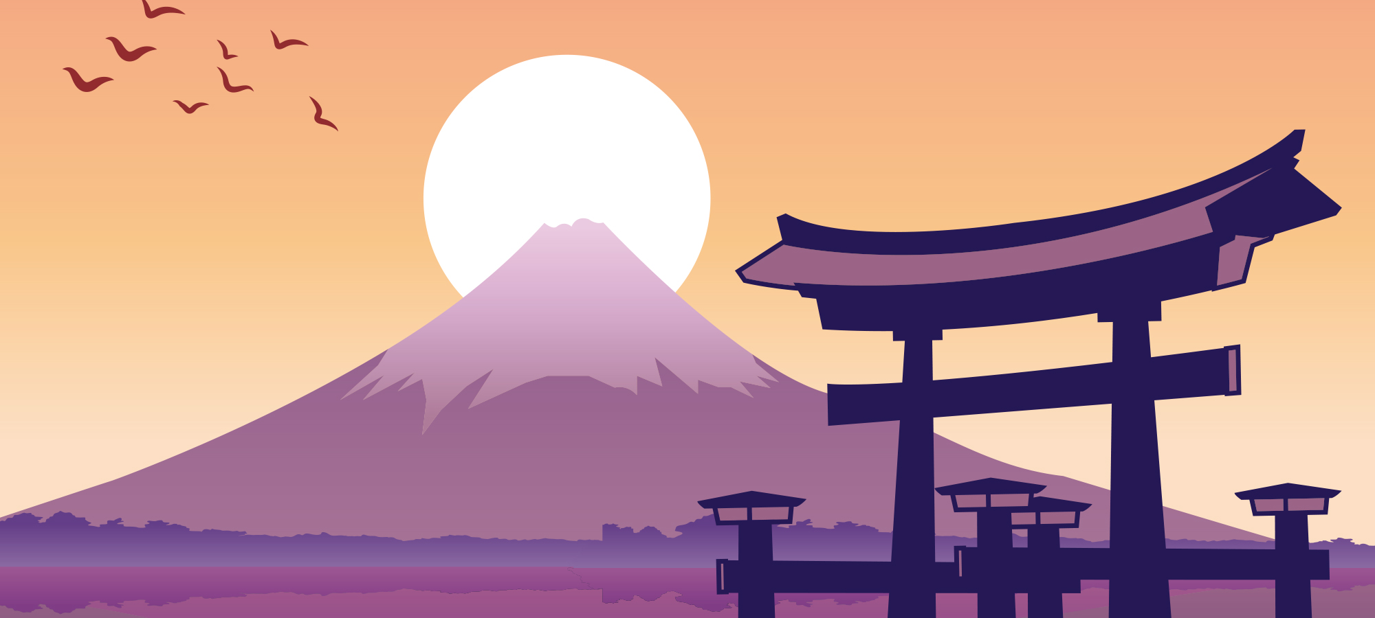 富士山矢量插画