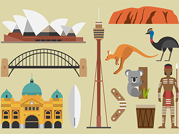 矢量澳洲旅游元素图片素材