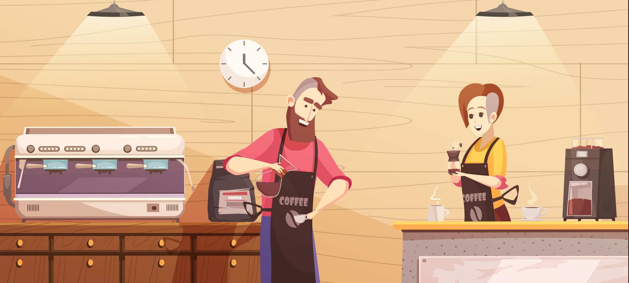 咖啡师矢量插画