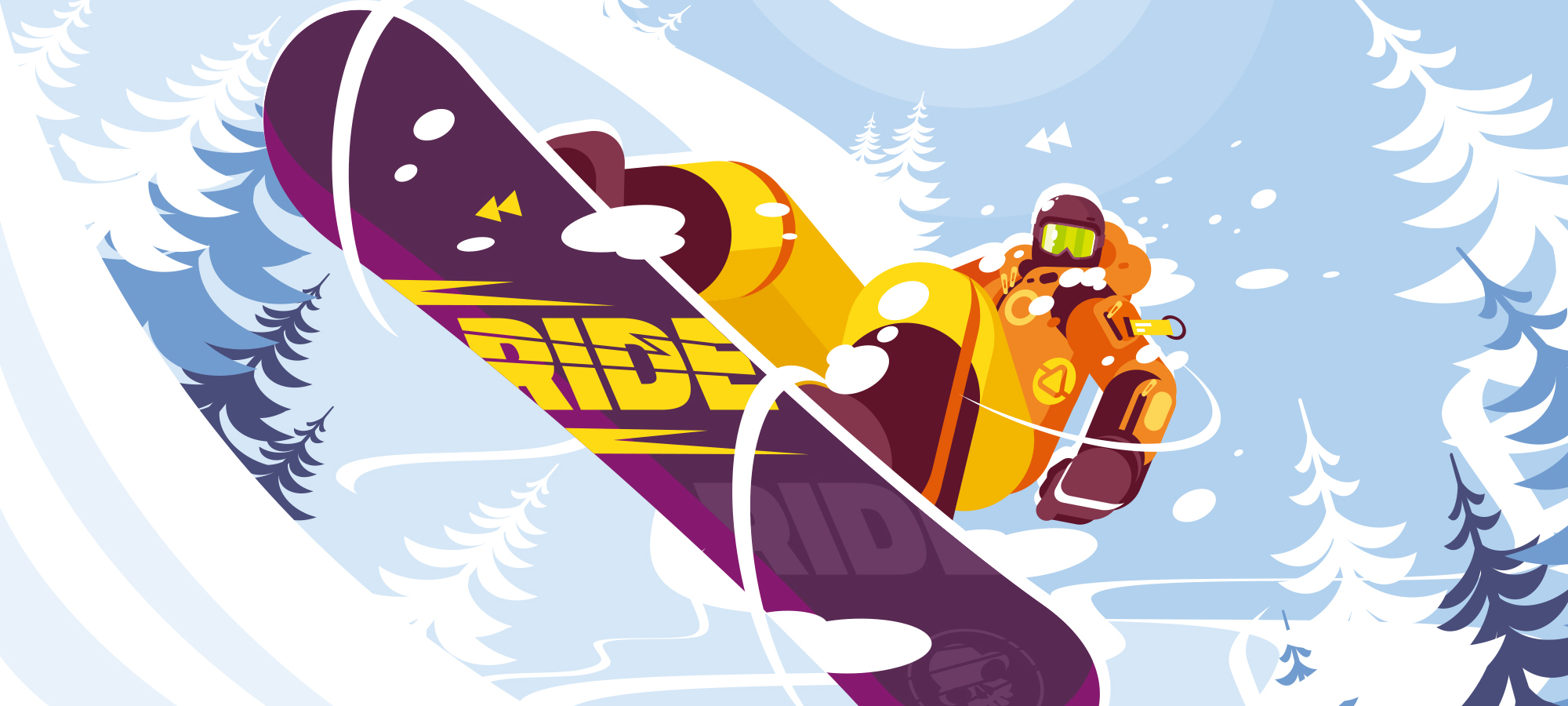 单板滑雪插画