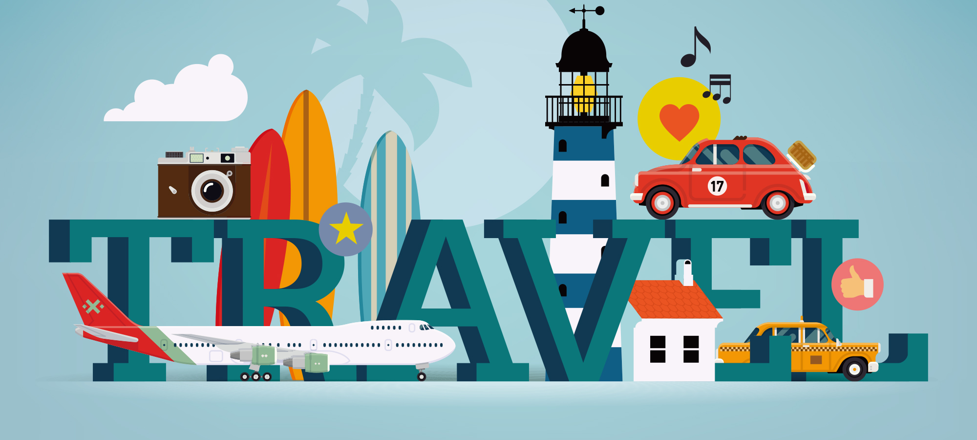 矢量旅行元素插画